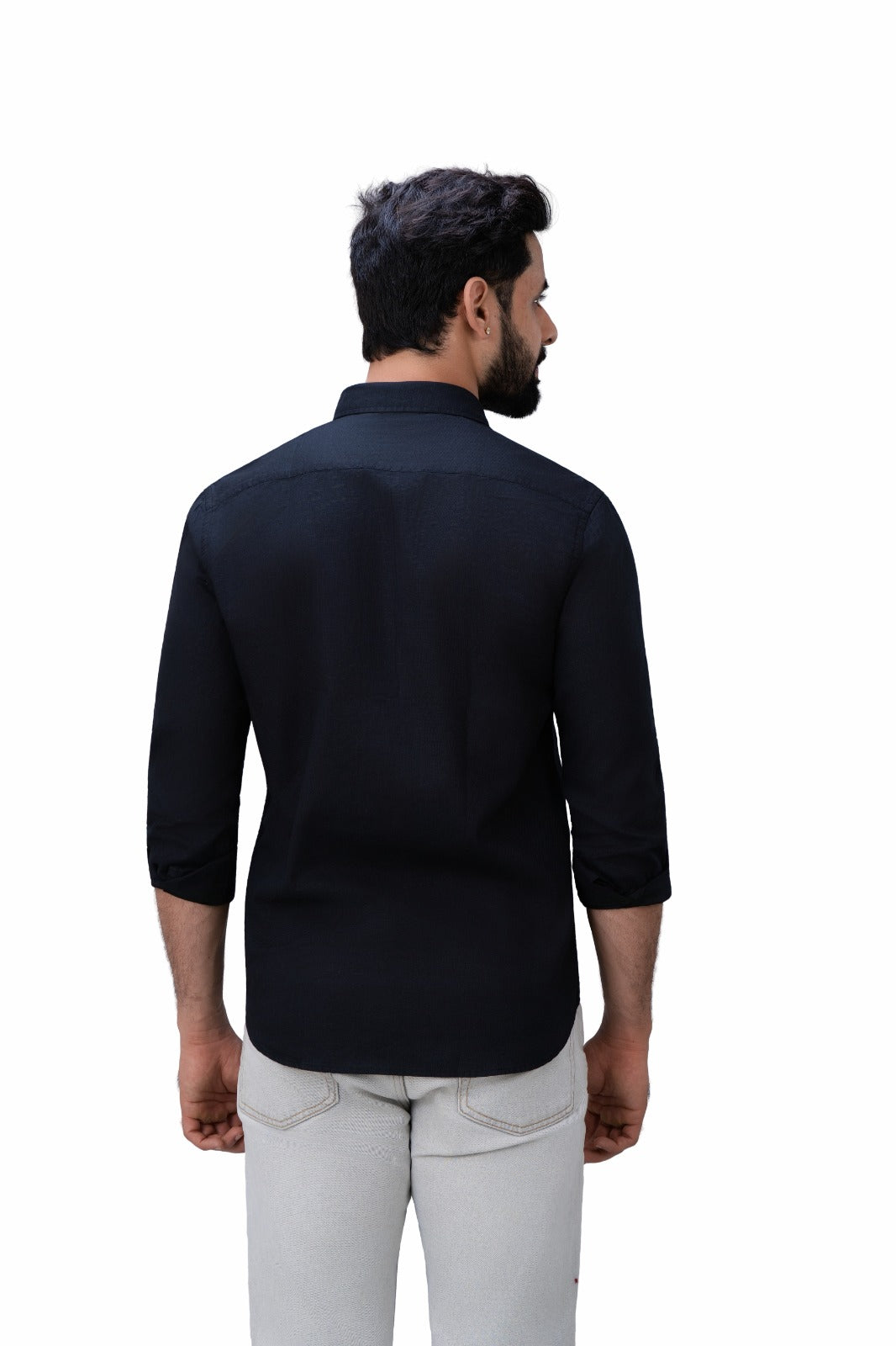 Classic Double Pocket Black Shirt - Back View